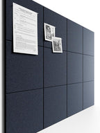 Bumusty Large Cork Board 48" x 36" Alternative - 12 Pack Felt Wall Tiles with 70 Safe Removable Adhesive Tabs, 30 Pushpins, Cork Boards for Walls Bulletin Board Office Decor (Deep Charcoal Blue)