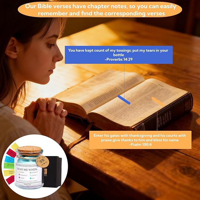 Bible Verse Jar,Christian Gift for Women,Men,Birthday Gifts for Women,Mom,Teen,Friends,Christmas Gift for Her,Daily Motivational Scripture Prayer Hope Jar,Valentines Day Gifts For Him, Her