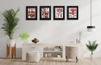 Goldfinch 4 Packs Sports Magazine Frame Displays Magazines Measuring 8.5 x 11.25 or 8.25 x 11 inches with Double Black Core Matting, Deep Frame Moulding, with Installed Hangers