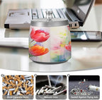 Red Tulip Spring Ashtray with Lid, Outdoor Ashtrays for Patio, Stainless Steel Ashtray Odorless Smokeless for Home Office Balcony
