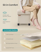 SONGMICS Storage Ottoman, Small Ottoman Foot Rest with Legs, 15 x 15 x 15.7 Inches Foot Stool, Load up to 660 lb, for Living Room, Bedroom, Dorm, Cream White ULSF014W01