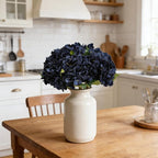Kimura's Cabin 6pcs Navy Blue Artificial Silk Hydrangea Flowers Fake Hydrangeas with Stems Hydrangeas Bouquet for Wedding Home Halloween Party DIY Dining Table Decoration（Navy Blue）