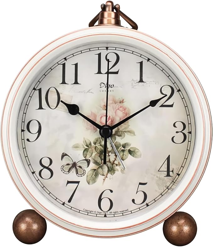 Maxspace Classic Vintage Clock - Elegant and Decorative Analog Clocks,Silent Non-Ticking Clock with Distressed Metal Frame for Office, Living Room or Bedroom