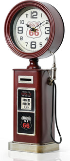 AYRELY® 16" Vintage Industrial Gas Pump Mantel Clock, Battery Operated Metal Clock Route 66 Decor,Retro Mechanical Decorative Clock Gifts for Home,Living Room,Fireplace, Man Cave Decor