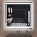 32“ x 32” LED Mirror for Bathroom Bathroom Mirror with Lights Front and Backlit LED Bathroom Mirror Anti-Fog Dimmable 3 Colors Smart Mirror Memory Function Wall Mounted