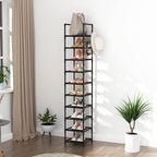 Tall Narrow Shoe Rack for Entryway, 10-Tier Sturdy Metal Shoe Shelf Storage 10-15 Pairs of Shoes and Boots, Space Saving Corner Shoe Rack Organizer for Closet,Doorway,Garage,Living Room