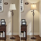 GyroVu Color Temperature Adjustable Floor lamp, Traditional 350° Adjustable Swing Arm Floor Lamp Vintage Pole lamp Farmhouse Lamp for Living Rooms, Rustic Standing Lamp for Bedroom Reading(Red Brown)