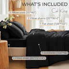 MUXHOMO 7 Pieces California King Comforter Set, Seersucker Bed in a Bag Cal King Size, All Season Luxury Bedding Set with Comforter, Flat Sheet, Fitted Sheet, Pillowcases & Shams, Black