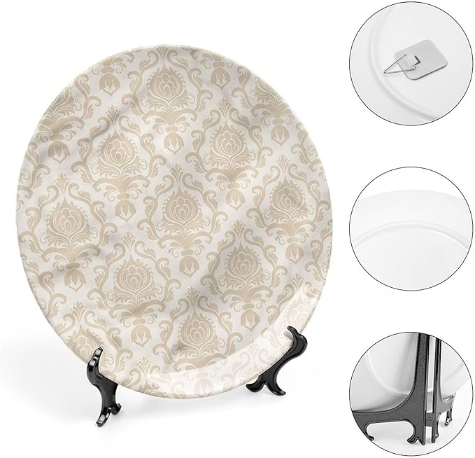 XISUNYA 7 Inch Decorative Plate, Victorian Ceramic Craft, Flourishing Flowers Motif Print Ornament Display Plate for Fine Dining, Upscale Events, Dinner Parties, Weddings, Catering Christmas
