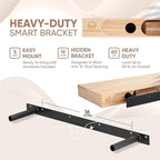 Homeforia 36 inch Wood Floating Shelves, High End Solid Natural Wood 36inch Large Floating Shelf Bathroom, Unfinished Wooden Floating Shelves for Wall, Heavy Duty Bracket, 36 X 6.5 X 1.75 in, Set of 3