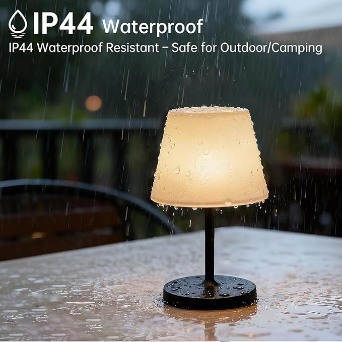 Waterproof Rechargeable Table Lamp - Portable Cordless Desk Lamp with 8 RGB Colors,4000mAh Outdoor Stepless Dimmable LED Night Light for Bedroom, Living Room,Camping Restaurant,Office (Black)