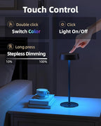 Cordless Lamp, Outdoor Waterproof, Dimmable Touch Control 3 Color Temperature, Battery Operated Portable, RGB, LED Memory Function, Rechargeable Table Lmap, Desk Lamp, Patio Dinning Restaurant Kitchen