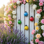 Cute Colorful Ladybug Metal Garden Decor, Set of 4 Outdoor Yard Art, Lawn Ornaments, Fence & Patio Wall Sculptures, for Mom, Housewarming