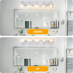 5-Light Modern Bathroom Light Fixture Chrome Vanity Lights Over Mirror Wall Sconce Lighting with K9 Crystal Shades Bathroom Wall Lamp E26 Base for Bedroom, Living Room, Hallway