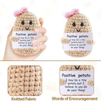 WASTIME Funny Knitted Wool Doll Toy with Positive Card - Creative Cute Mini Crochet Positive Potato Dolls Cheer Up Gift for Family Kids Friends Encouragement Decoration (Potato Girl & Pineapple)