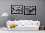 VAILLA The creation of Adam Wall Art, Set of 2 Wooden Wall Arr, Michelangelo Hand of God and Adam Wall Decoration, 3D Large Modern Decor, Textured Sculptures , Wood Ornament Ideal for Living Room, Bedroom and Office