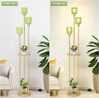 HMVPL MVPL Crystal Floor Lamp with Shelves,Floor Lamps for Living Room (Gold-Green Straight, Glass)