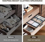 DIMJ Drawer Organizers for Clothing, Set of 12 Dresser Drawer Organizers, Fabric Closet Organizers and Storage, Drawer Dividers for Baby Clothes, Socks, Belt, Tie (Grey)