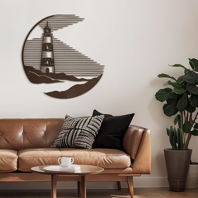 SIGNLEADER Metal Wall Art Decor Lighthouse Minimalist Modern Abstract Wall Sculpture Hangings Home Decoration for Living Room, Bedroom, Bathroom, Kitchen, Outdoor - 30" Bronze