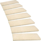 PURE ERA Bullnose Carpet Stair Treads Set Tape Free Non-Slip Indoor Stair Protectors Pet Friendly Rugs Covers Soft Skid Resistant Washable Reusable 9.5" x 30"(2 Pieces,Light Beige)