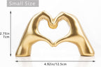 Gold Heart Hands Sculpture – Modern Love Statue for Home & Bookshelf Decor