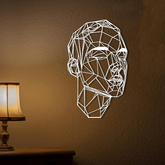 Man Face Metal Wall Art, Metal Line Wall Art, Wire Portrait of a Man, Abstract Modern Line Face, Modern Home Decor, Wall Sculpture Artwork, Best Gift for Him (Gold, 30 x 18 inches / 76 x 46 cm, metal wall art)
