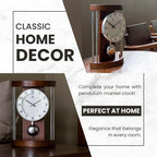 DODEKA Classic Mantel Clock Home Decoration Boxwood Tabletop Pendulum Hollow Frame Design Mid-Century for Home, Office, Fireplace