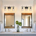 3 Lights Bathroom Vanity Light,Black Farmhouse Modern Wall Light Over Mirror.