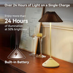 Cordless Rechargeable Touch-Control LED Table Lamp – 3 Adjustable Color Temperatures, Lightweight & Portable, Matte Metallic Finish, Waterproof, Battery Operated for Indoor& Outdoor (White)