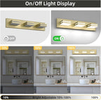 OKELI 5-Light Bathroom Vanity Light Gold Modern LED Vanity Light Over Mirror Dimmable Mirror Front Lamp with 350° Adjustable Lamp Head ETL Listed 32W 6000K Cold White