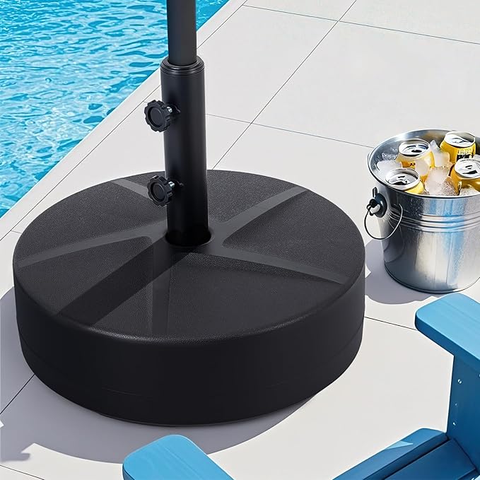 HAPPYGRILL Outdoor Umbrella Base 20", Patio Umbrella Weighted Base with 3 Adapters, 2 Adjustable Knobs, Refillable Reservoir for Water & Sand, Market Umbrella Stand for Poolside, Garden