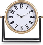 Modern Golden Table Clock on Stand, Vintage Decorative Desk and Shelf Clock, Mantel Clock Farmhouse Clocks, Home Décor for Living Room, Bedroom, Bedside, Desk, Gift Clocks (Gold)