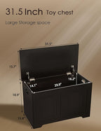DINZI LVJ Storage Chest, 31.5”Wooden Toy Box with 2 Safety Hinges, Entryway Storage Bench with Flip-Top, Sturdy Storage Trunk for Living Room, Bedroom, Easy Assembly, Espresso