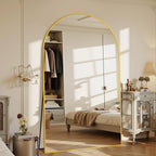 Suidia Arched Full Length Mirror, 76"x44" Floor Mirror Freestanding, Floor Standing Full Body Mirror with Stand for Bedroom, Hanging Leaning Mounted for Living Room Cloakroom, Gold