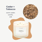 Calyan Wax Co. Cedar & Tobacco 3 Wick Scented Candle - 43 Hour Burn - Luxury 3 Wick Soy Candles - Non Toxic Soy Wax Candles - Long Lasting Large Glass Jar Candle for Home - 14.9oz