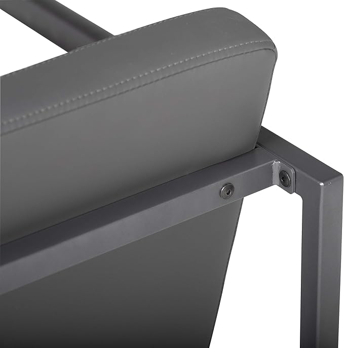 Studio Designs Home Modern Accent Chair Camber Mid-Century, Pewter Grey Metal Frame & Smoke Bonded Leather