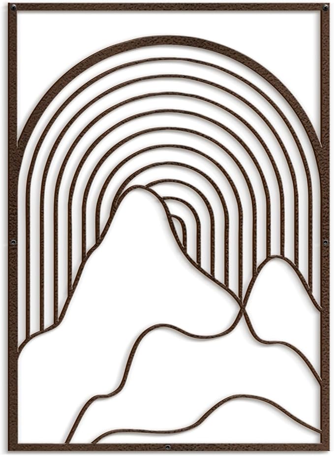 SIGNLEADER Metal Wall Art Decor Geometric Mid-Century Stripe Landscape Modern Abstract Wall Sculpture Hangings Home Decoration for Living Room, Bedroom, Bathroom, Kitchen, Outdoor - 18" Bronze