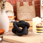 3 Link Wood Knot Decor Rustic Home Décor Accents Hand Carved Coffee Table Decoration, Boho Chain Link Decoration, Modern Shelf, Rustic Objects for Home Living Room Bedroom(Black)