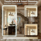 GLSLAND LED Full Length Mirror 71x32 inch Oversized Body Mirrors with Lights Wall Mounted Hanging Floor Standing Mirror for Bedroom, Living Room, Cloakroom, White