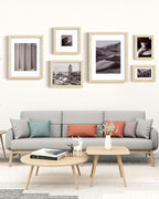 Egofine 12x16 Picture Frames Set of 4, Made of Solid Wood Covered by Plexiglass 9x12 and 11x14 with Mat or 12x16 without Mat, for Wall Mounting Photo Frame Oak Wood