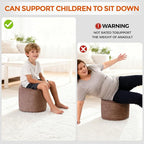 Pouf Ottoman Foot Rest, Comfortable & Soft, Round Footstool for Living Room, Bedroom, Office, Room Decoration, Corduroy Foot Stool Pouf with Odorless & Anti-Clump Filling, Large Brown