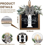 Ultra Large 14'' Last Name All Year Round Front Door Wreath with 26 Initial Letter Welcome Sign All Seasons Eucalyptus Garland and Bow Wreaths for Front Door Porch Farmhouse Decoration (I)