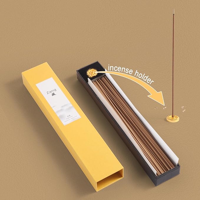 Zang Tibetan Eaglewood Incense Sticks with Holder, Low Smoke 45 Min Burn – Stress Relief, Yoga & Meditation Relaxation, 40g (130-140 Sticks) Eco-Friendly Packaging