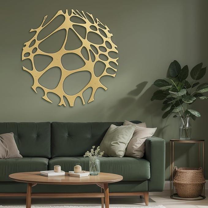 SIGNLEADER Metal Wall Art Decor Abstract Circle Minimalist Modern Abstract Wall Sculpture Hangings Home Decoration for Living Room, Bedroom, Bathroom, Kitchen, Outdoor - 30" Gold