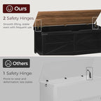 Large Toy Chest, 47.2" Wooden Toy Box with 2 Safety Hinges, Farmhouse Style Storage Bench, Blanket Storage Chest for Living Room, Entryway, Bedroom, Black+Walnut SCHZ18601