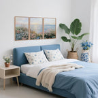 CHDITB Seaside Floral Framed Canvas Wall Art Set, Nature Inspired Ocean View Wall Decor, Sunrise Art Spiritual Wall Painting, Coastal Wildflowers Art Prints for Living Room, Office-Size 16"x24"x3