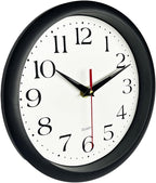 Bernhard Products Black Wall Clock Silent Non Ticking 8 Inch Quality Quartz Battery Operated Round Easy to Read Home/Office/Kitchen/Classroom/School Clocks Sweep Movement