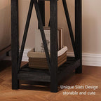 ChooChoo Farmhouse End Table, Narrow Side Table, Slim End Table with Storage Shelf for Small Spaces, Rustic Nightstand, for Living Room, Bedroom Black