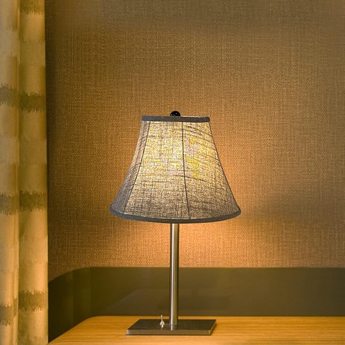 Double Brown Lamp Shade Set of 2, TOOTOO STAR Large Barrel Lampshade for Floor Light and Table Lamp 6x12x8.5 inch, DIY Fabric Natural Linen Hand Crafted, Spider (Brown, 6x12x8.5 inch)