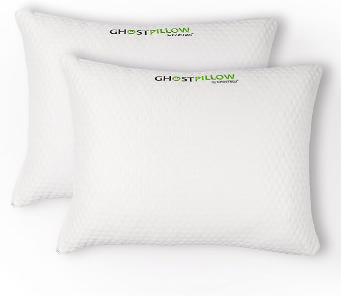 GhostBed Shredded Memory Foam Pillow with Adjustable Gel and Cooling Breathable Cover - King Size Shredded Pillows CertiPUR-US Certified 2-Pack